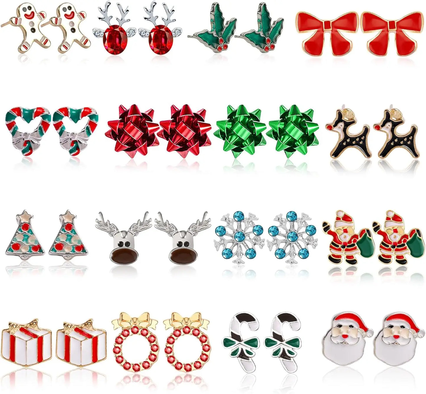 23 Pairs Christmas Earrings for Women Xmas Holiday Dangle Earrings Christmas Stud Tree Snowflake Bow Bells Light Earrings Bulk