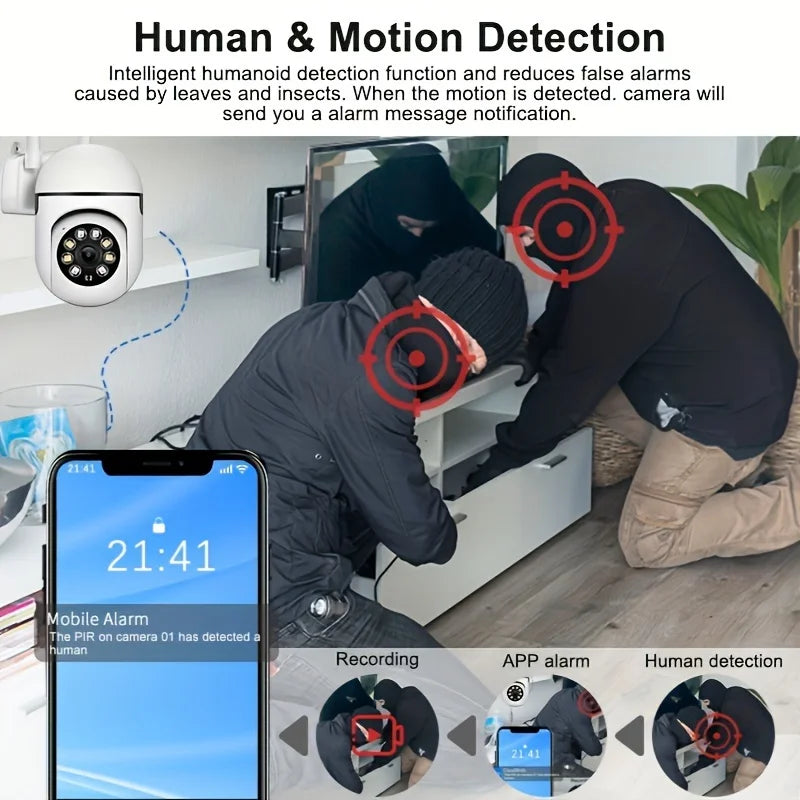 1080P Outdoor Indoor Security Camera With 2.4GHz WiFi Auto Tracking And Two Way Voice Humanoid Motion Tracking