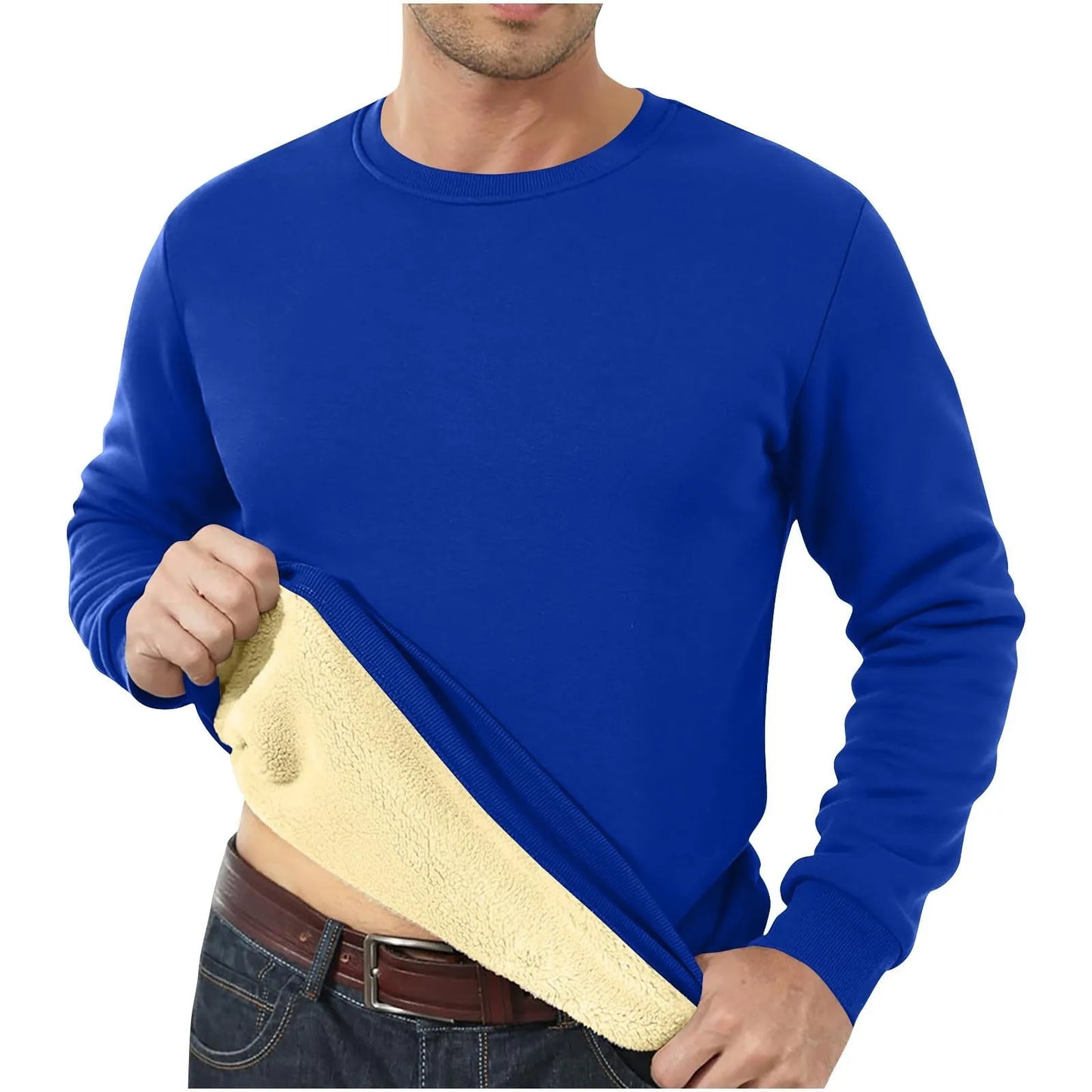 Sweatshirts For Men Long Sleeve Fleece Casual Fuzzy Crewneck Pullover Warm Winter Camisas De Hombre Men'S Shirt Polos Para Hombr