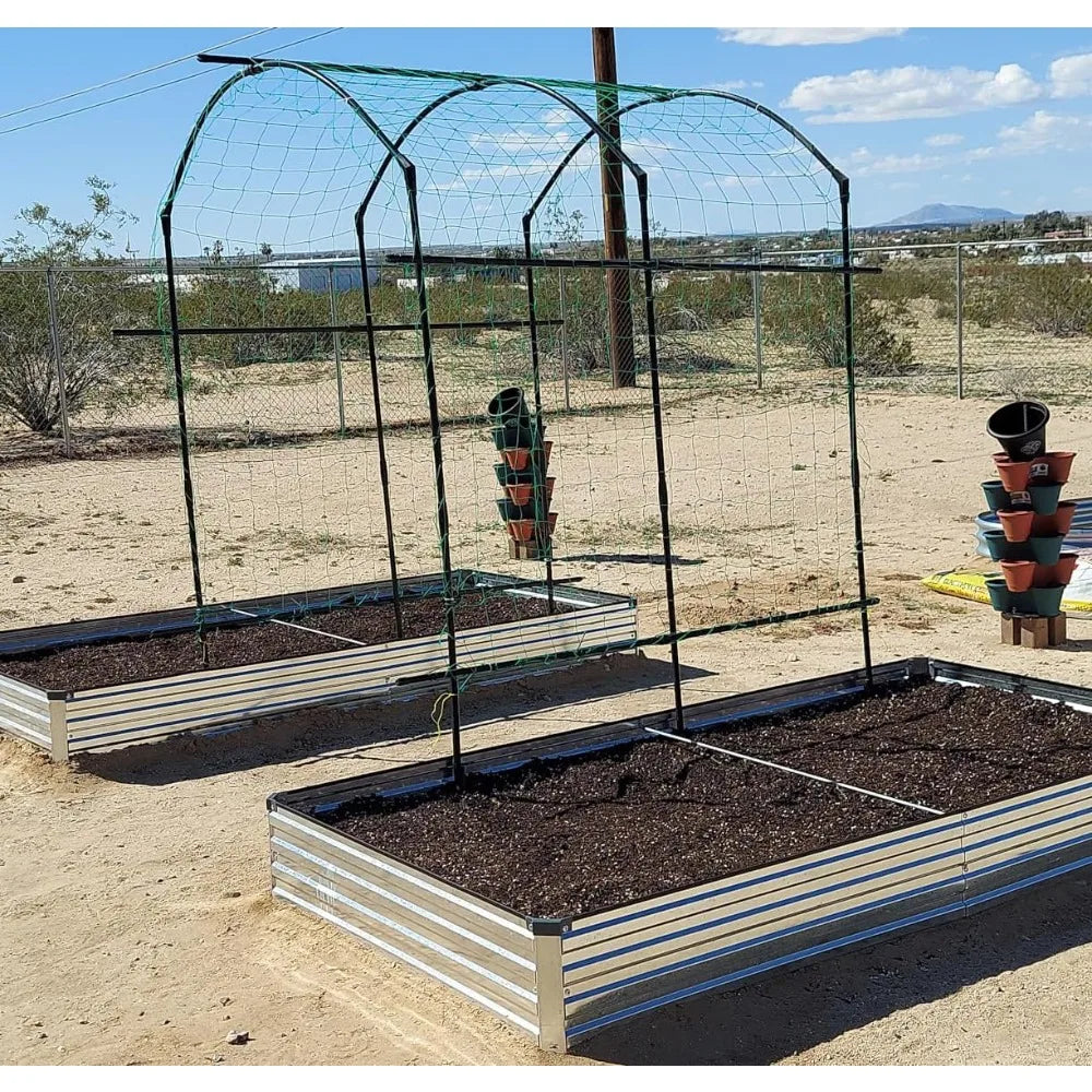 8x4x1ft Galvanized Raised Garden Bed 2 Pack Outdoor Planter Boxes For Vegetables, Flowers And Herbs Silver