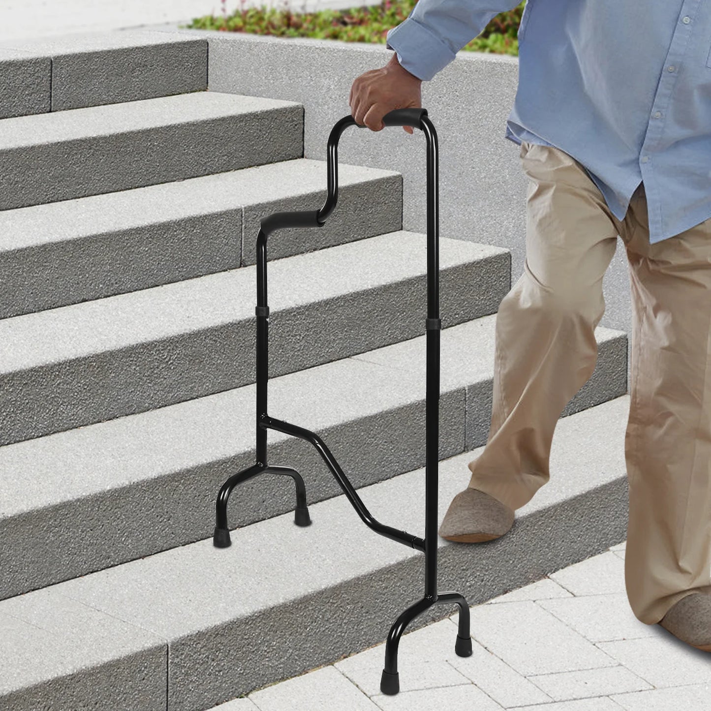 Stair Climbing Cane Adjustable Height 88-98cm Safety Step Stool Pedal Cane Elderly Non-slip Walking Stick Training Tool