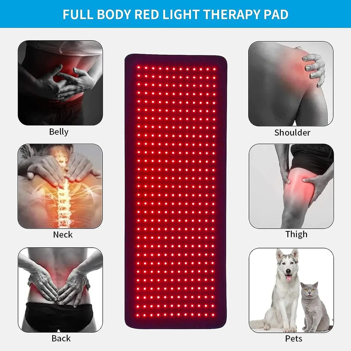 660nm And 850nm Infrared Light Therapy Pad For Back Shoulders Waist Thighs With Comfortable Massage For Pain Relief