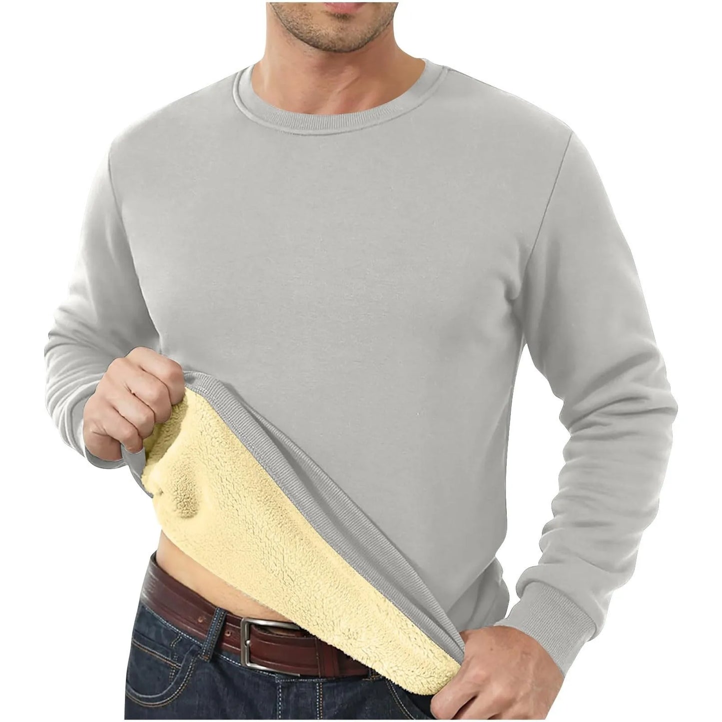 Sweatshirts For Men Long Sleeve Fleece Casual Fuzzy Crewneck Pullover Warm Winter Camisas De Hombre Men'S Shirt Polos Para Hombr