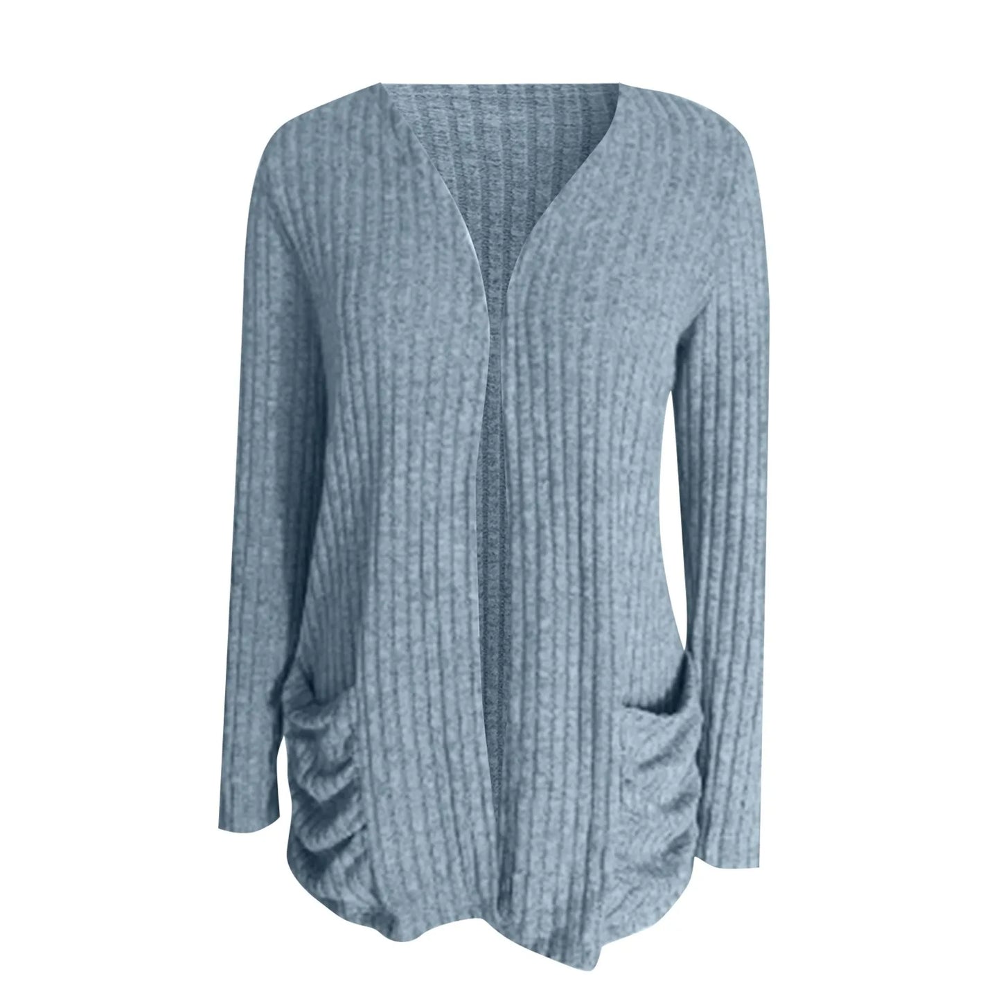 Women Sweater Cardigan Pockets Long Sleeve Solid Color Casual Loose Open Front Cardigan Lightweight Streetwear Fall Outerwear