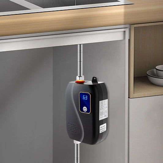 110V 3000W Tankless Water Heater Electric Instant Hot Water Heater Wall Mounted Kitchen Black