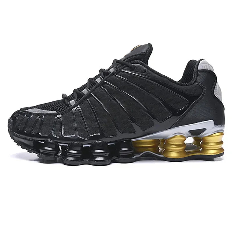 2026 Max Shox TL 1308 Column Mens Black Gold Cushioned Outdoor Running Shoes Size 40 to 45