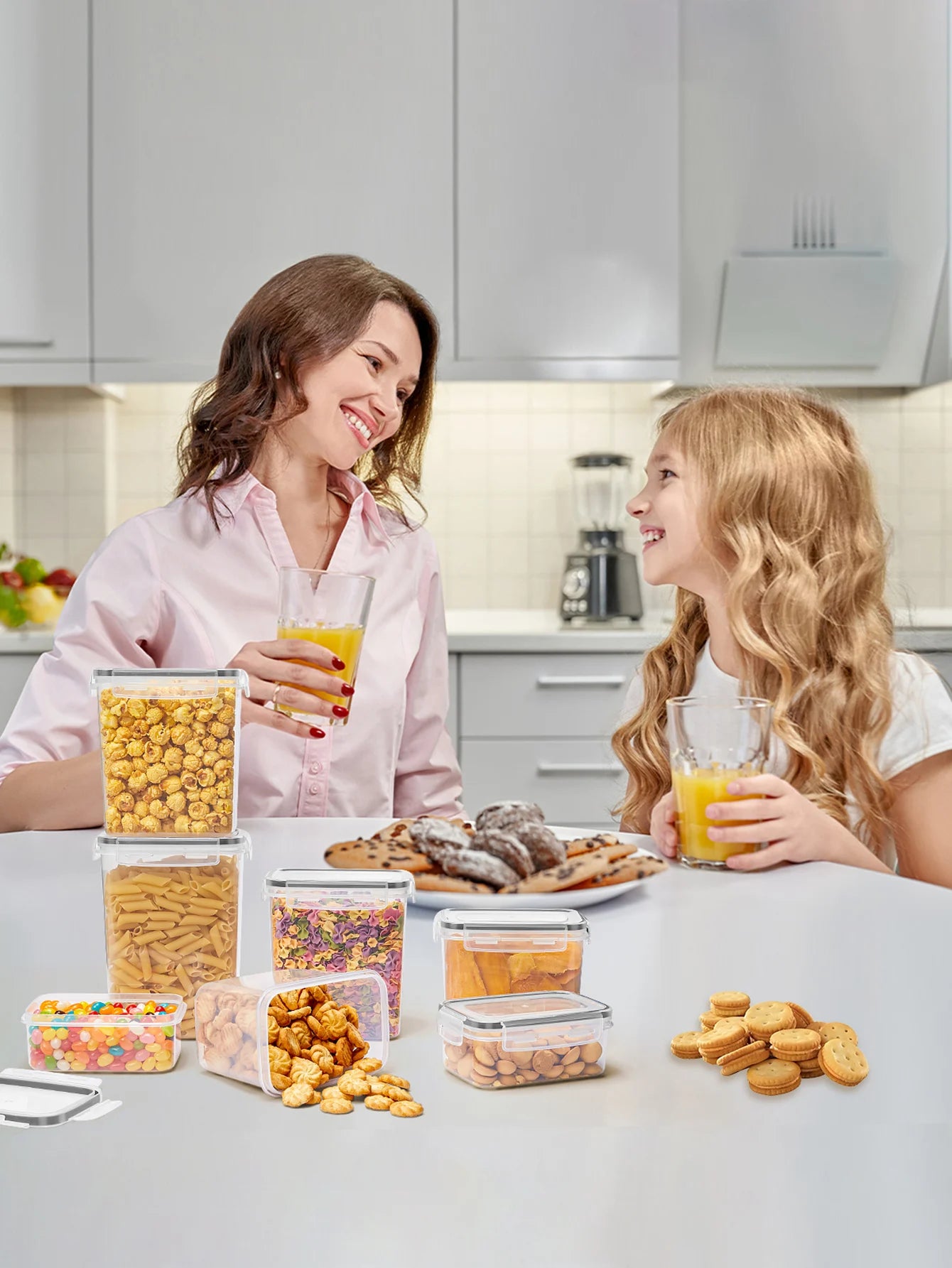 24Pcs Sealed Food Storage Containers With Lids For Grains Rice Pasta Tea Nuts Kitchen Organizer