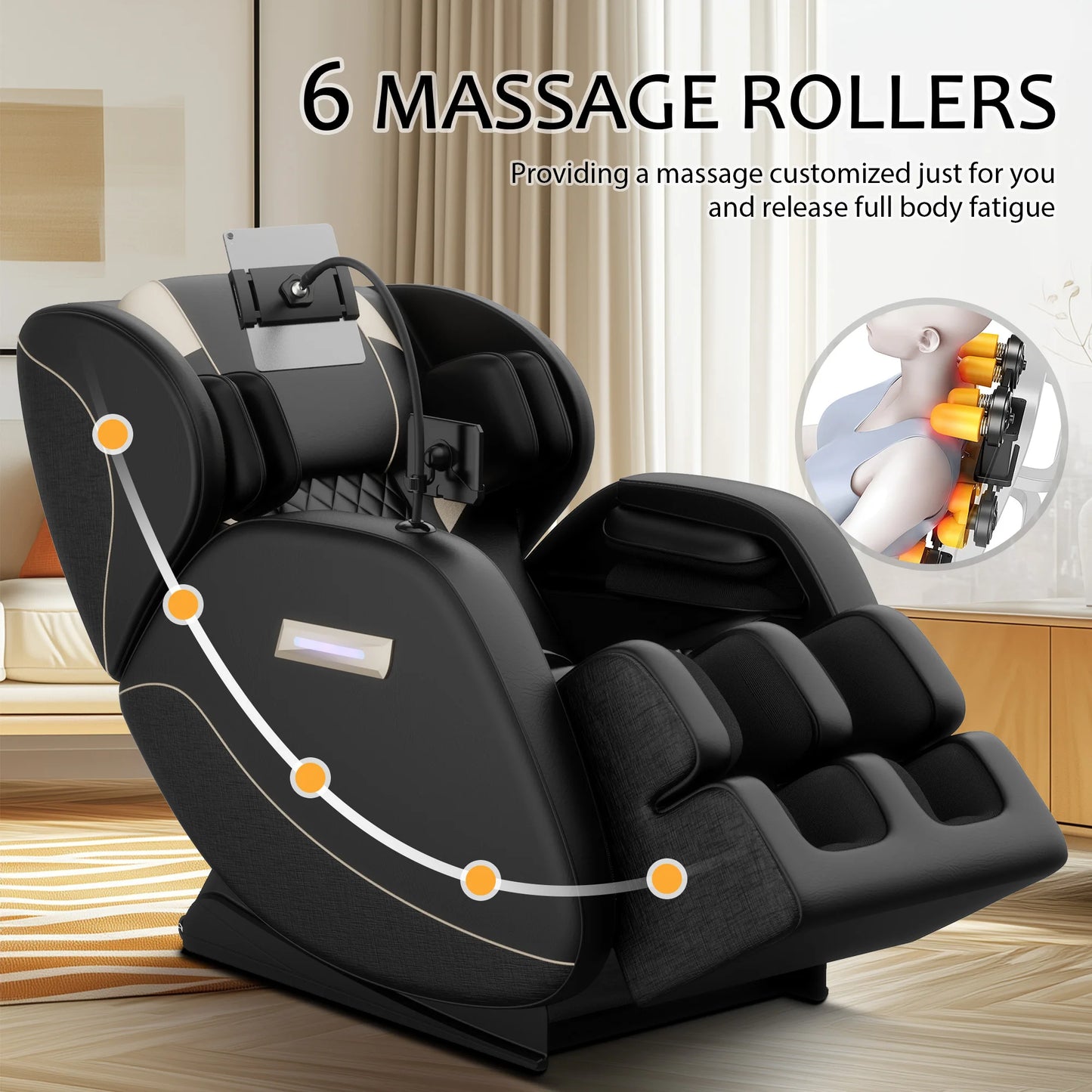 Zero Gravity Full Body Massage Chair with Heating, Airbags, Foot Roller & Touch Screen – Supports Up to 180 lbs