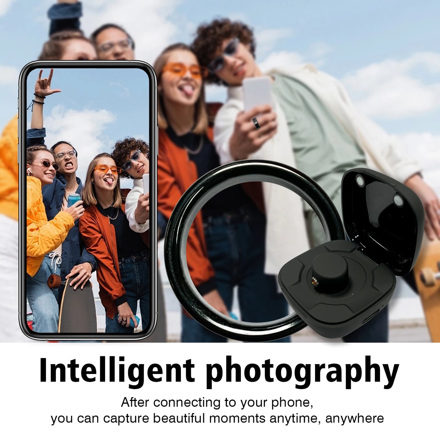 Smart Ring with Charging Case for Men Women, Health and Sleep Monitor, IP68 5ATM Waterproof, Multi-sport Mode