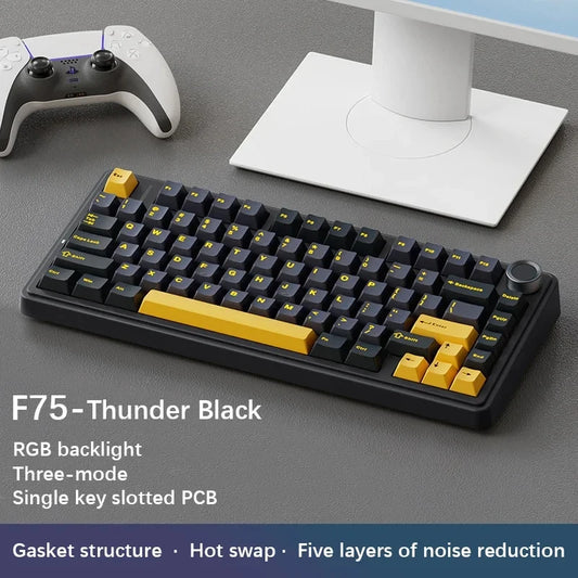 AULA F75 2.4G Wireless Bluetooth Wired Gaming Mechanical Keyboard RGB 75 Percent Layout OEM Profile Gasket Structure
