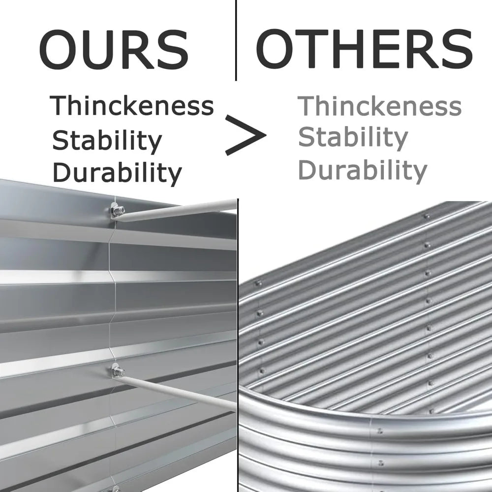 8x4x1ft Galvanized Raised Garden Bed 2 Pack Outdoor Planter Boxes For Vegetables, Flowers And Herbs Silver