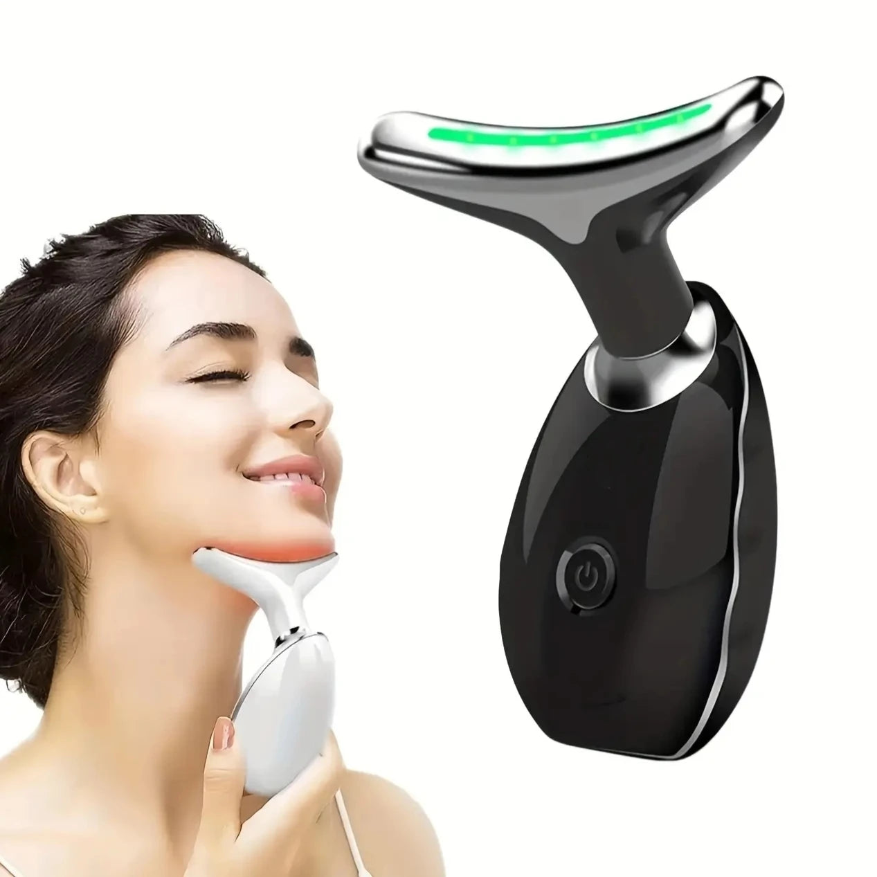 7 LED Color Vibrating Neck and Face Massager Device USB Charging Portable Beauty Gift
