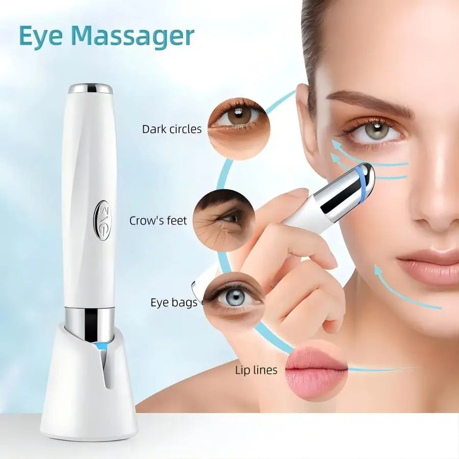 5 In 1 Eye Beauty Device Facial Massager LED Red Blue Light Wand for Dark Circles Eye Bags Puffiness Relax Eye Skincare Tool