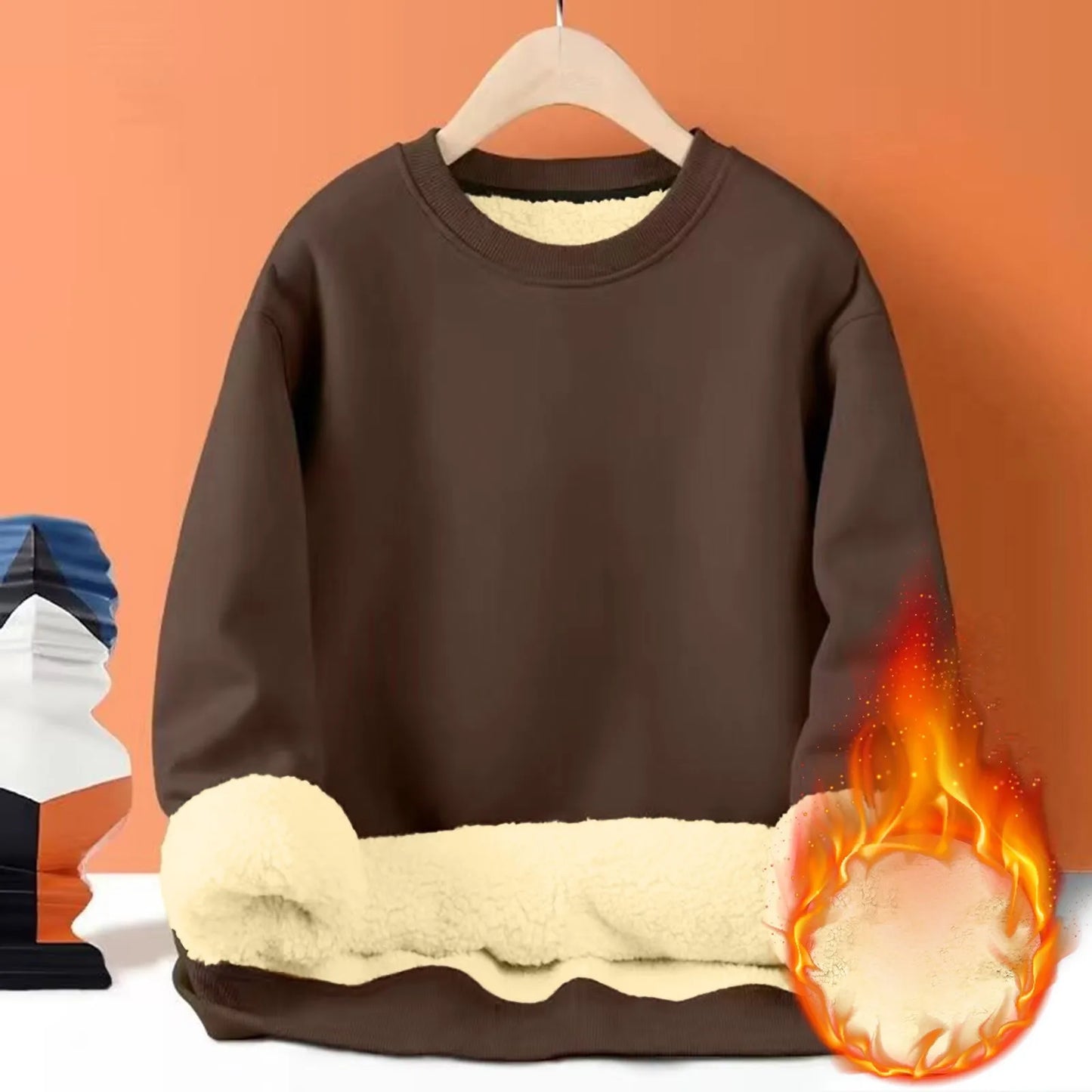 Sweatshirts For Men Long Sleeve Fleece Casual Fuzzy Crewneck Pullover Warm Winter Camisas De Hombre Men'S Shirt Polos Para Hombr