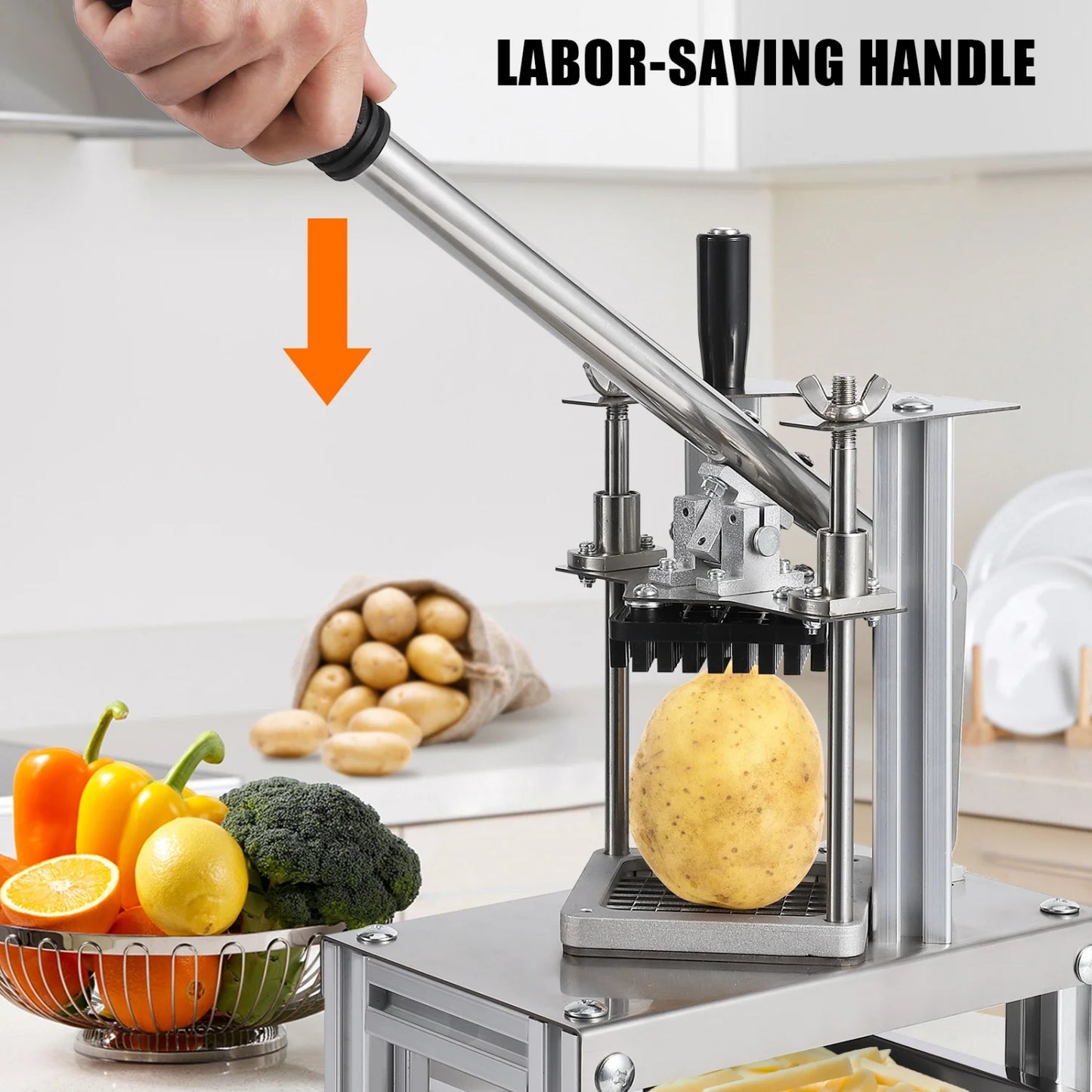 Stainless Steel French Fry Cutter Vegetable Fruit Chopper Manual Potato Slicer for Restaurant Home Kitchen