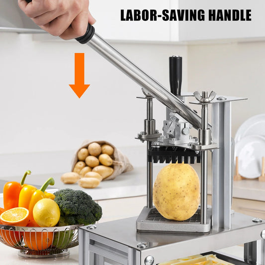 Stainless Steel French Fry Cutter Vegetable Fruit Chopper Manual Potato Slicer for Restaurant Home Kitchen