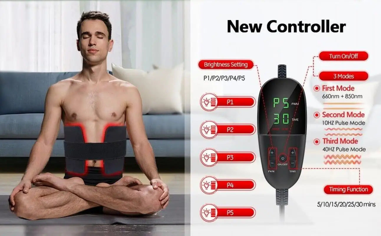 660nm And 850nm Infrared Light Therapy Pad For Back Shoulders Waist Thighs With Comfortable Massage For Pain Relief