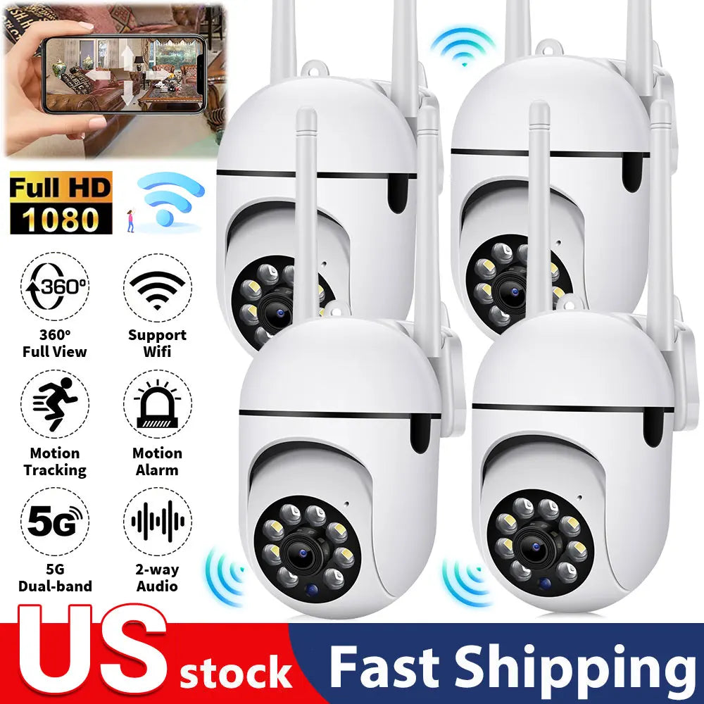 4-Pack Wireless 5G WiFi Security Camera System Smart Outdoor Night Vision 1080P