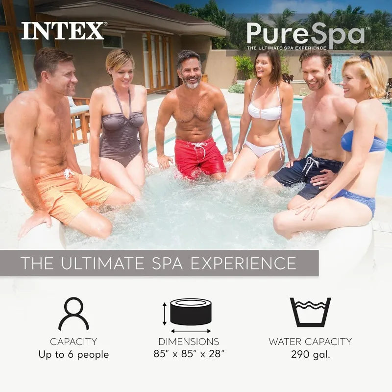 6 Person Inflatable Hot Tub With Bubble Massage And Built In Heater Pump Sahara Tan Set