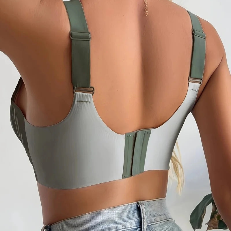 4 Piece Set EssElegance Nylon Color Block Back Buckle Adjustable Push Up Seamless Wireless Wire Free Comfortable Bra