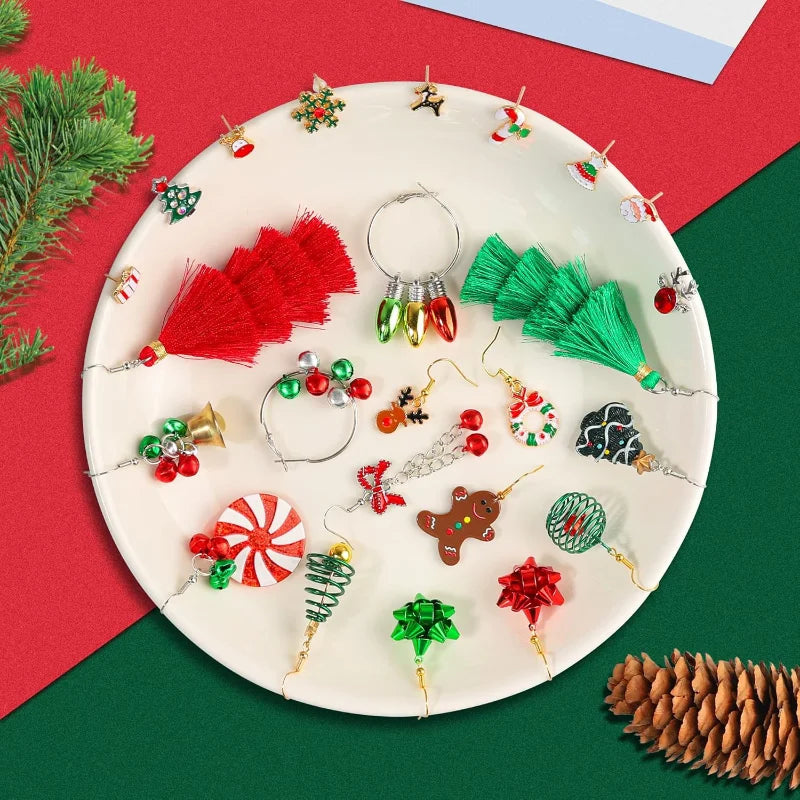 23 Pairs Christmas Earrings for Women Xmas Holiday Dangle Earrings Christmas Stud Tree Snowflake Bow Bells Light Earrings Bulk