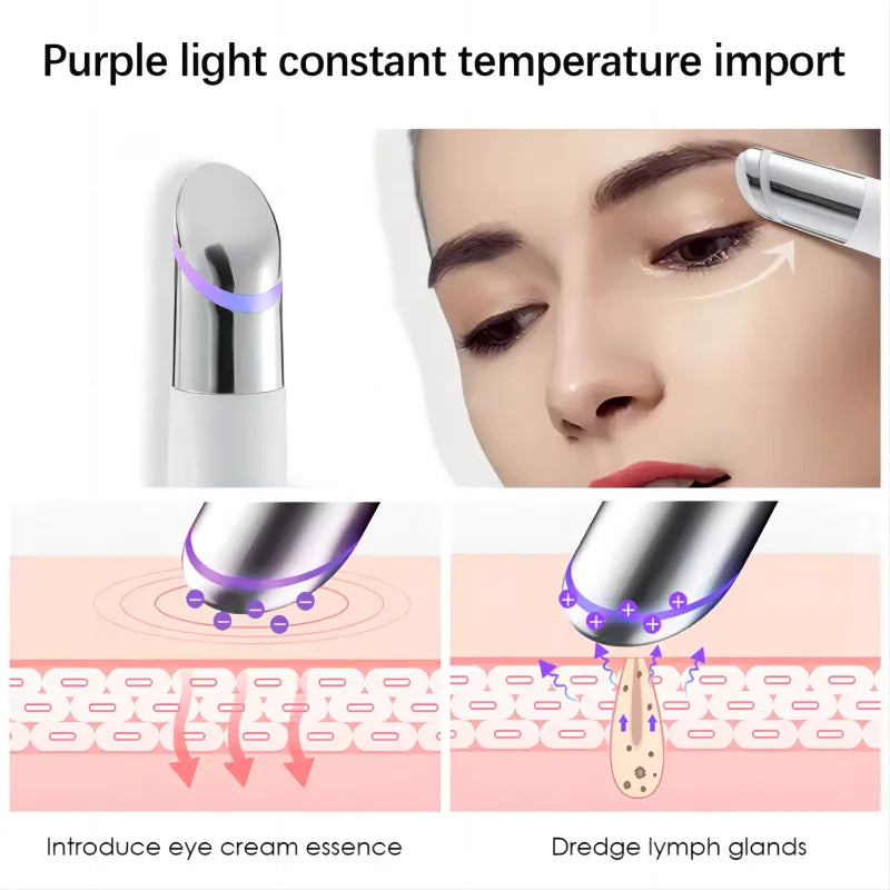 5 In 1 Eye Beauty Device Facial Massager LED Red Blue Light Wand for Dark Circles Eye Bags Puffiness Relax Eye Skincare Tool