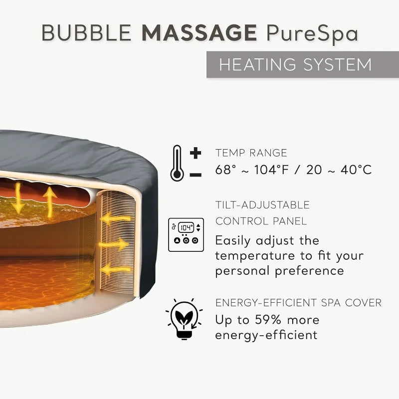 6 Person Inflatable Hot Tub With Bubble Massage And Built In Heater Pump Sahara Tan Set