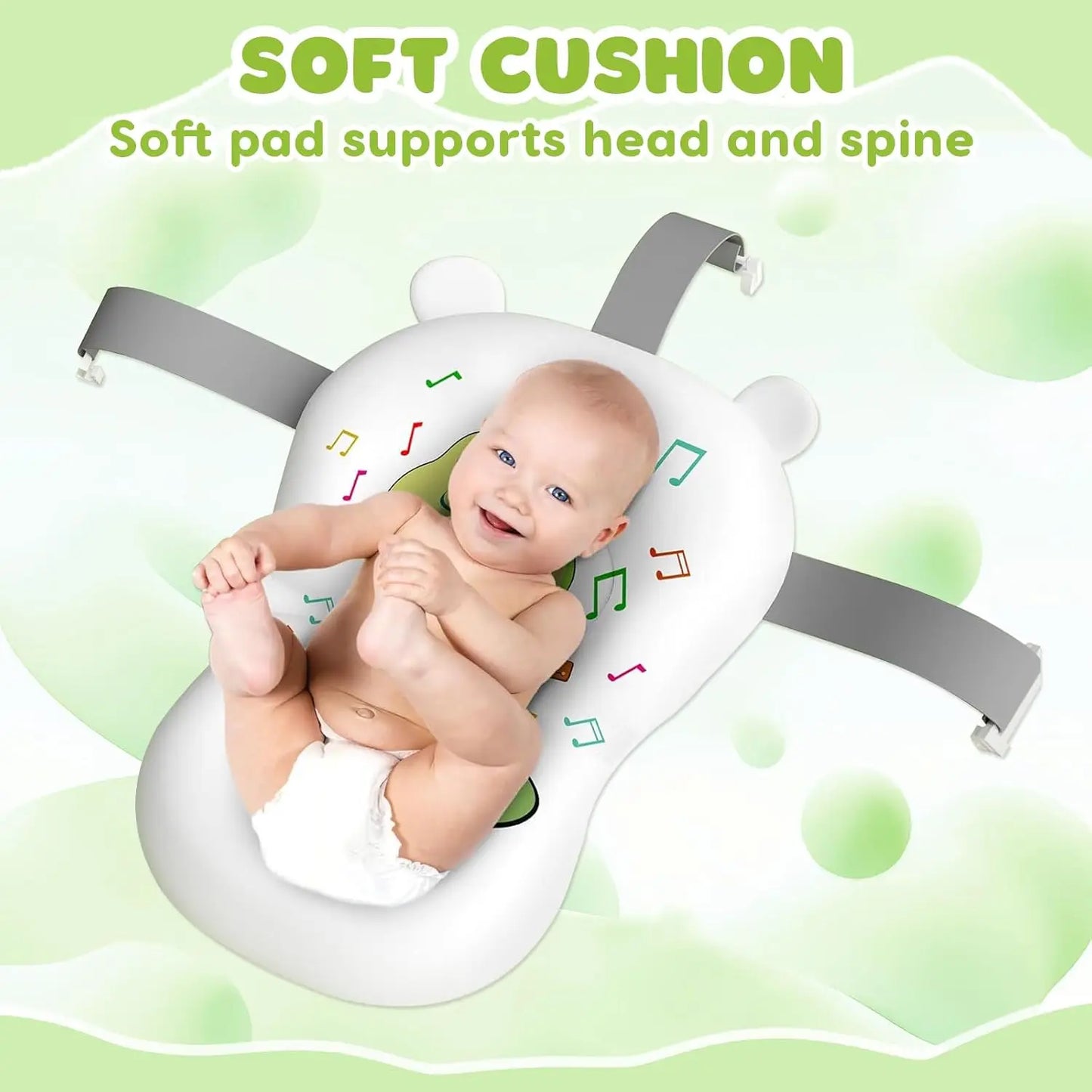 Foldable Baby Bath Tub Cushion Thermometer Shower Cap Brush for Newborn 0-36 Months