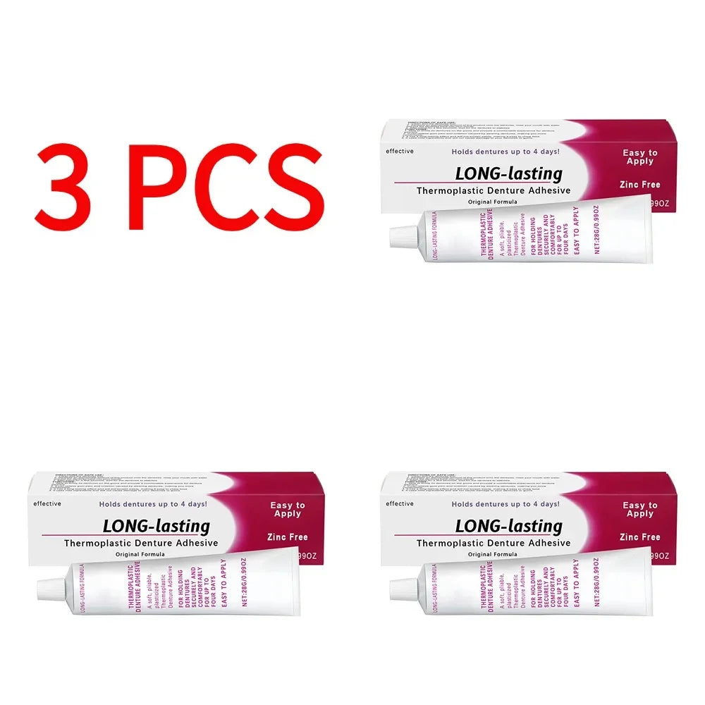 3PCS New Thermoplastic Denture Adhesive Long-lasting Denture Fixing Adhesive Improve Comfort Denture Care Products