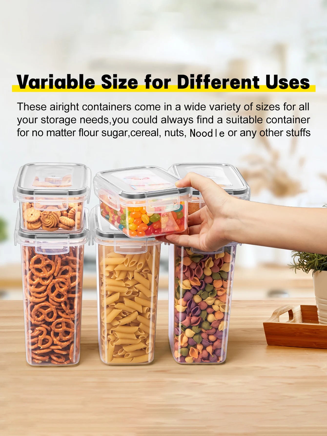 24Pcs Sealed Food Storage Containers With Lids For Grains Rice Pasta Tea Nuts Kitchen Organizer