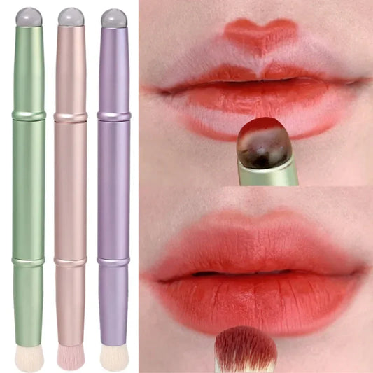 Double Head Silicone Lip Brush Cover Angled Concealer Brush Professional Fingertips Soft Lipstick Round Head Makeup Brushes Tool