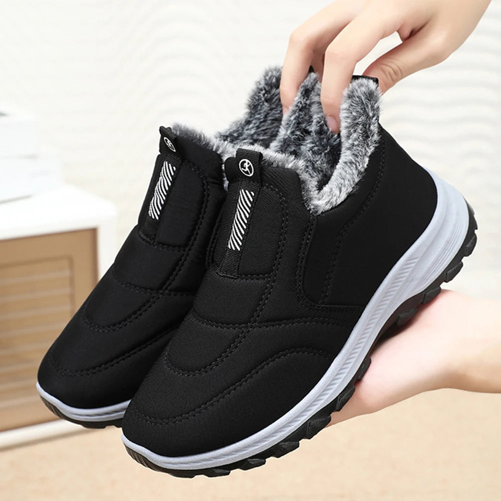 Warm Walking Shoes Lightweight Thermal Ankle Boots Non-slip Slip On Sneakers Winter Thick Fur Shoes for Travel Hiking