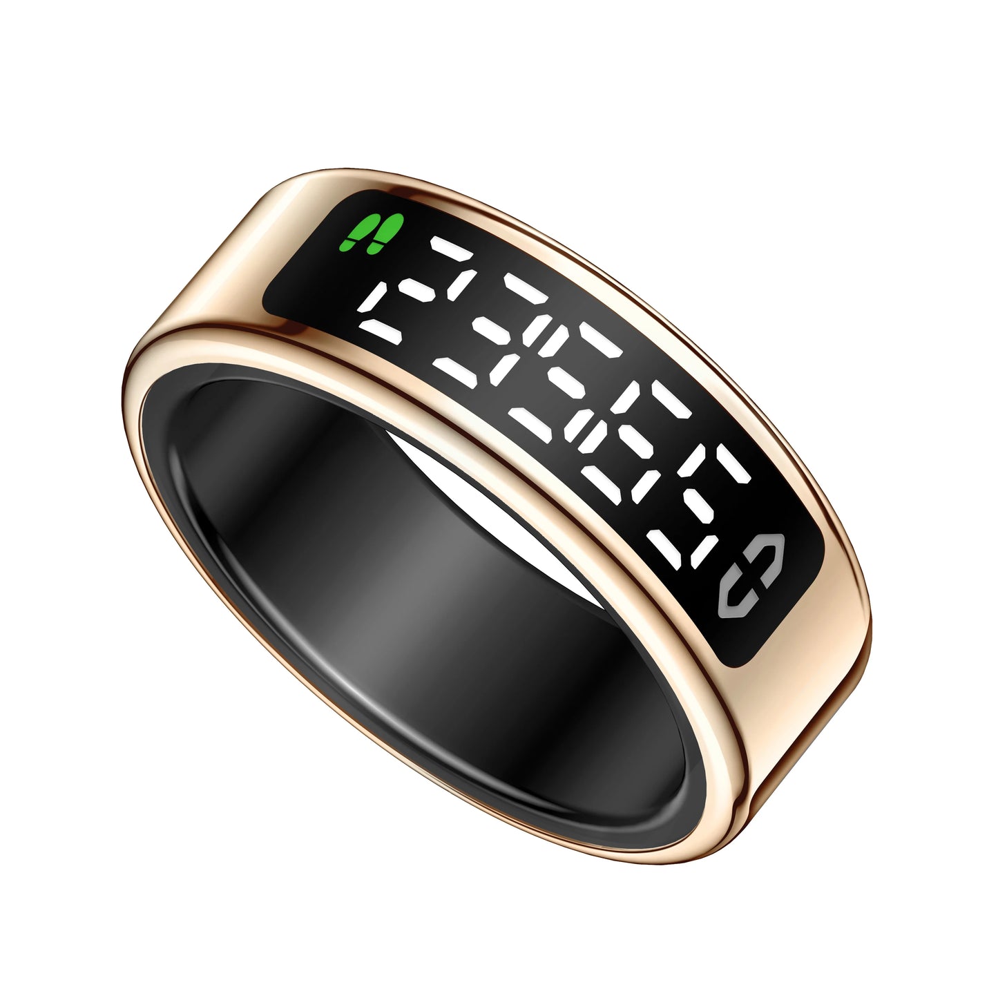 The newly upgraded smart ring features a digital display. It offers step counting, sleep monitoring, and multiple sports modes.