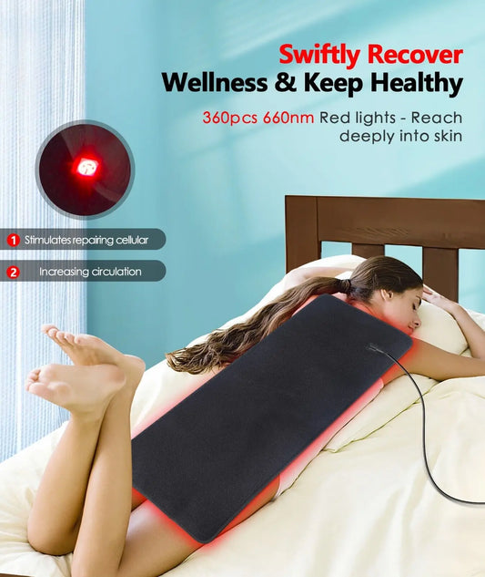 660nm And 850nm Infrared Light Therapy Pad For Back Shoulders Waist Thighs With Comfortable Massage For Pain Relief