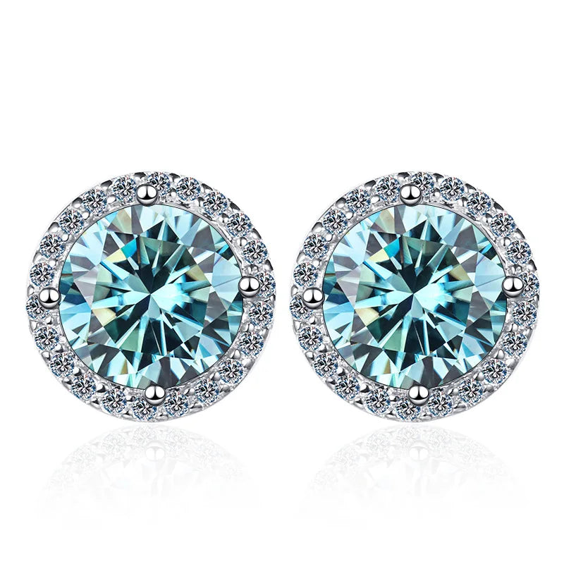 1CT*2  D VVS1 Multi-color Moissanite S925 Earrings Exquisite Jewelry for Women to Shine at Weddings and Parties GIFT Retro