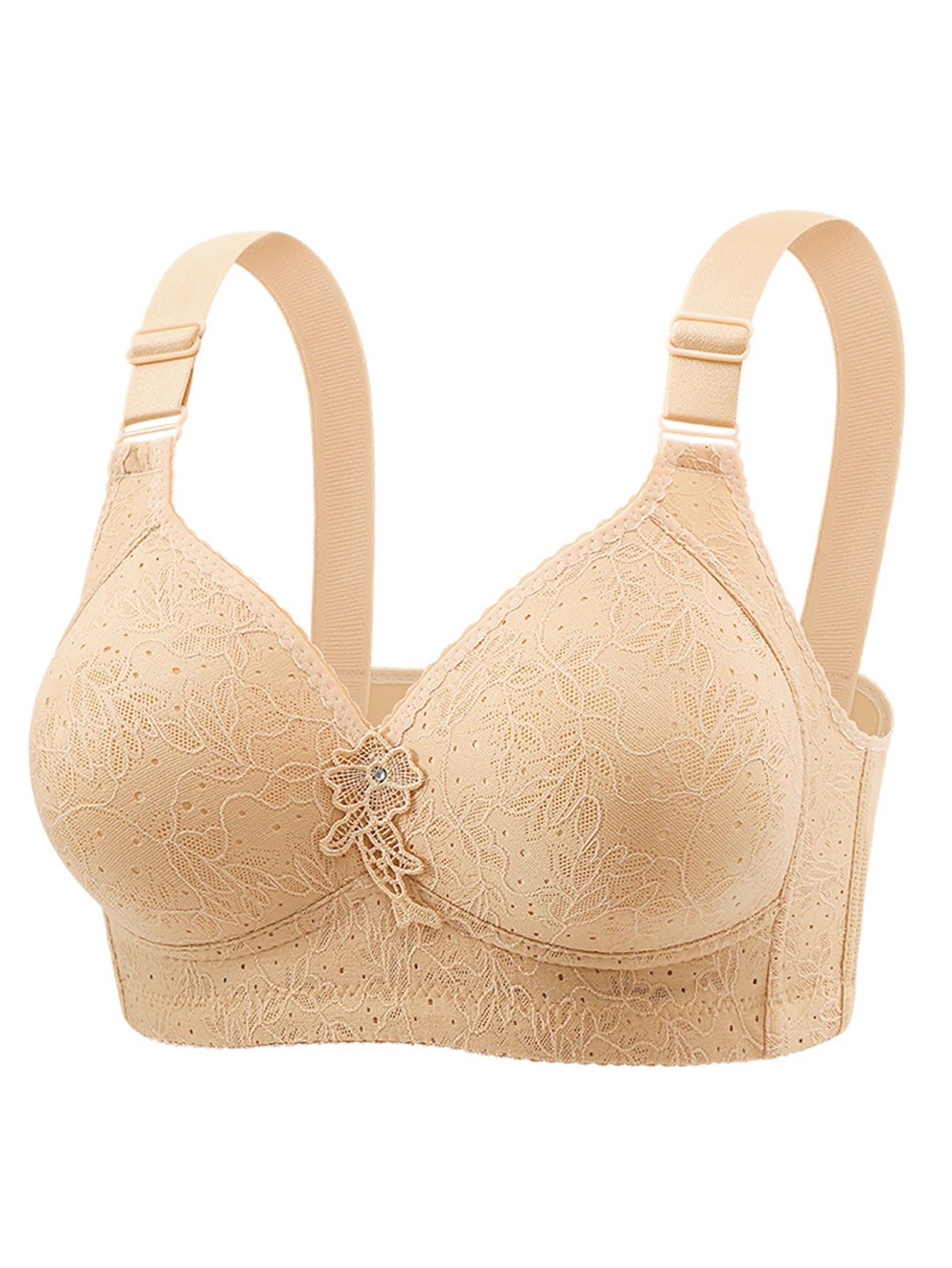 6 Piece Lace Anti Sagging Push Up Bras Without Underwire With Side Breast Support Floral Decoration For All Seasons