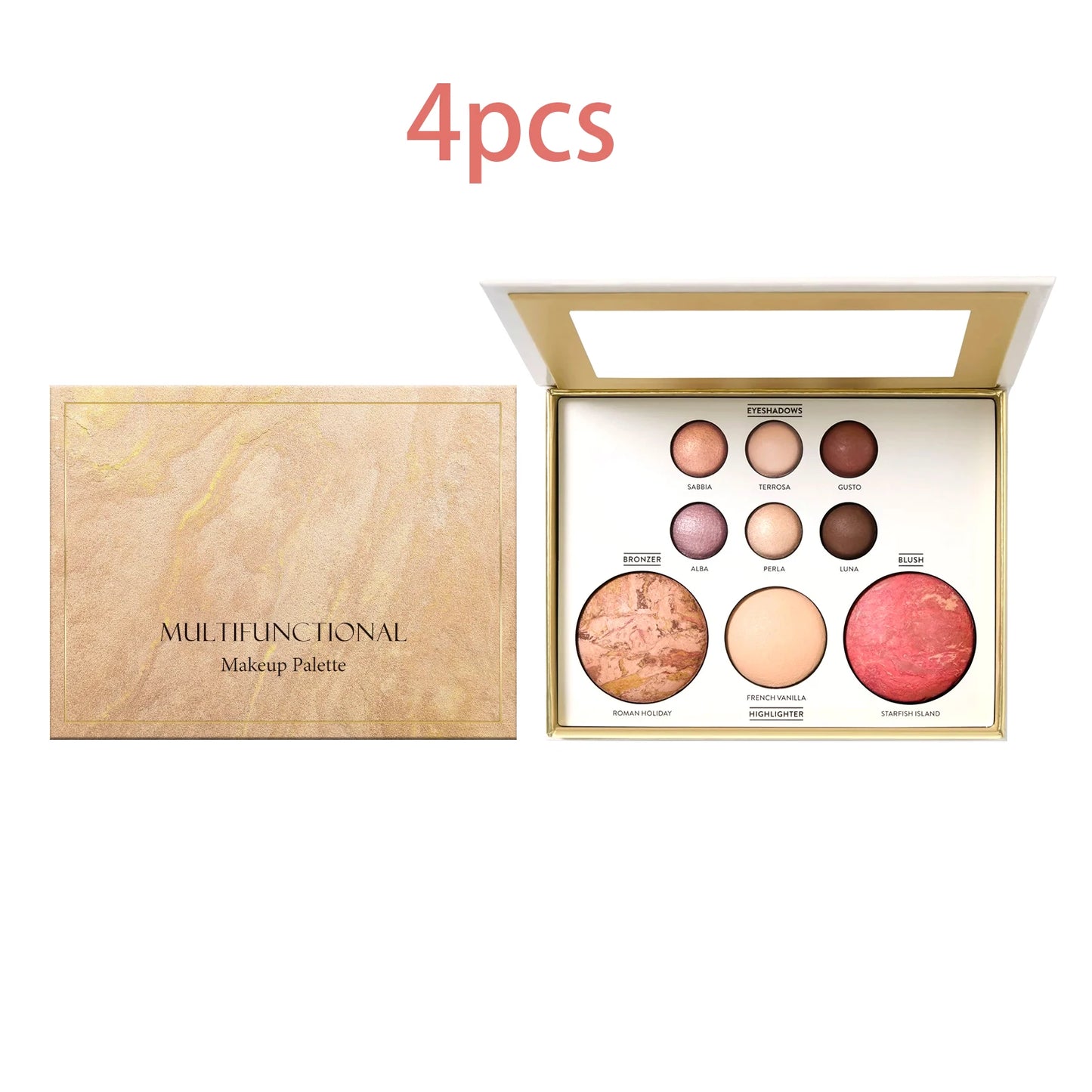 Multifunctional Makeup Palette Glitter Eye Shadow Shimmer Pallet Highlighter Powder Brush Beauty Kit 9 Color for Travel Friendly