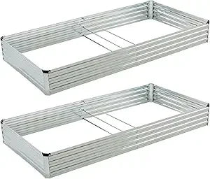 8x4x1ft Galvanized Raised Garden Bed 2 Pack Outdoor Planter Boxes For Vegetables, Flowers And Herbs Silver