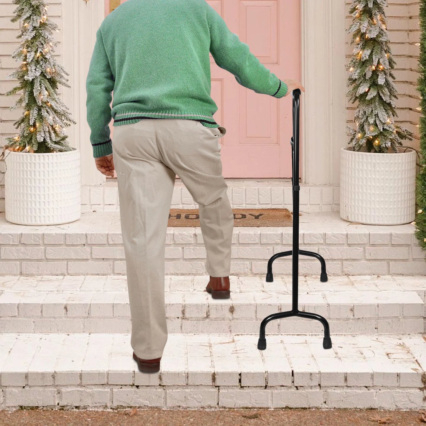 Stair Climbing Cane Adjustable Height 88-98cm Safety Step Stool Pedal Cane Elderly Non-slip Walking Stick Training Tool