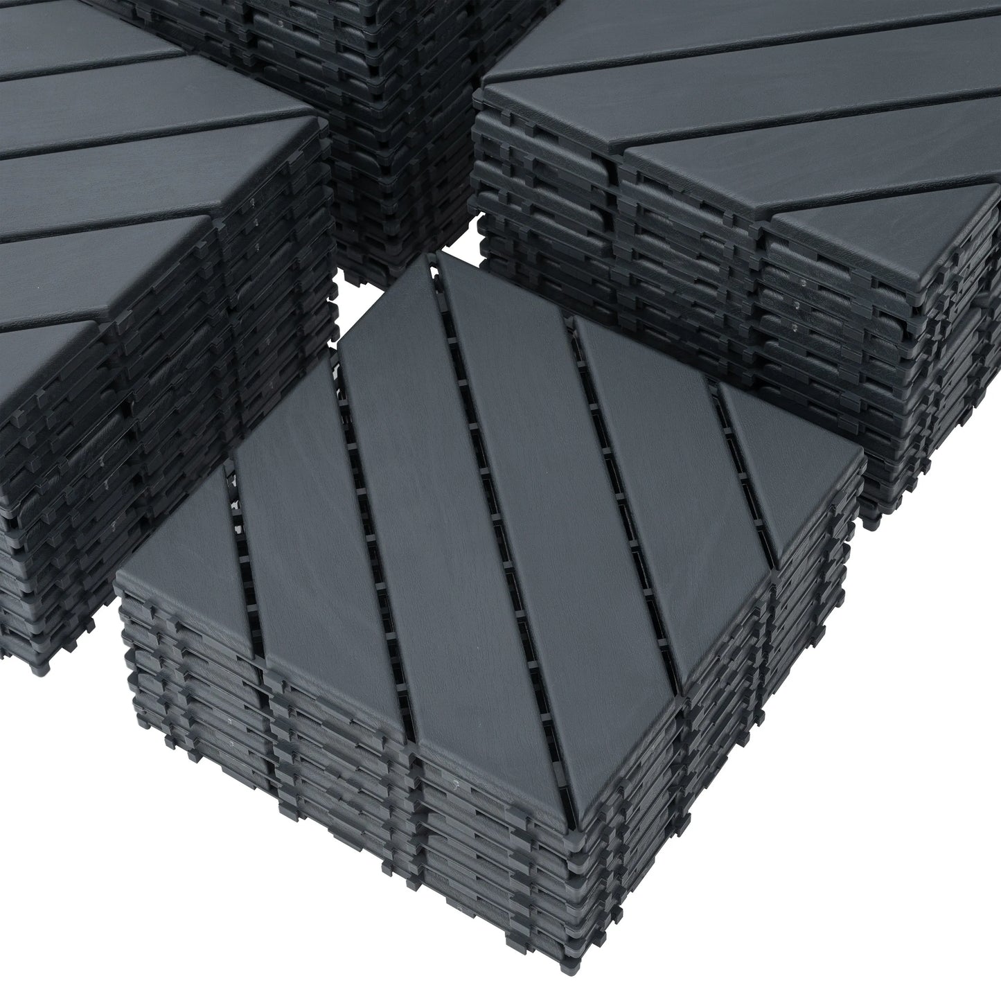 44 Pack Patio Deck Tiles 12x12 Inch Interlocking Waterproof Outdoor All Weather Plastic Flooring For Poolside Balcony