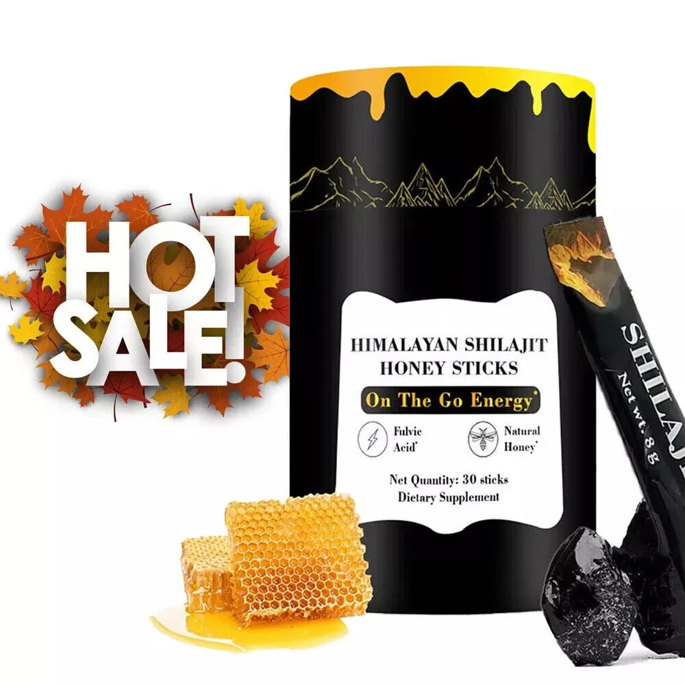 Shilajit Honey Sticks, Himalayan Shilajit Honey Sticks, Pure Himalayan Resin, Honey & Saffron, 30 High Absorption Sticks
