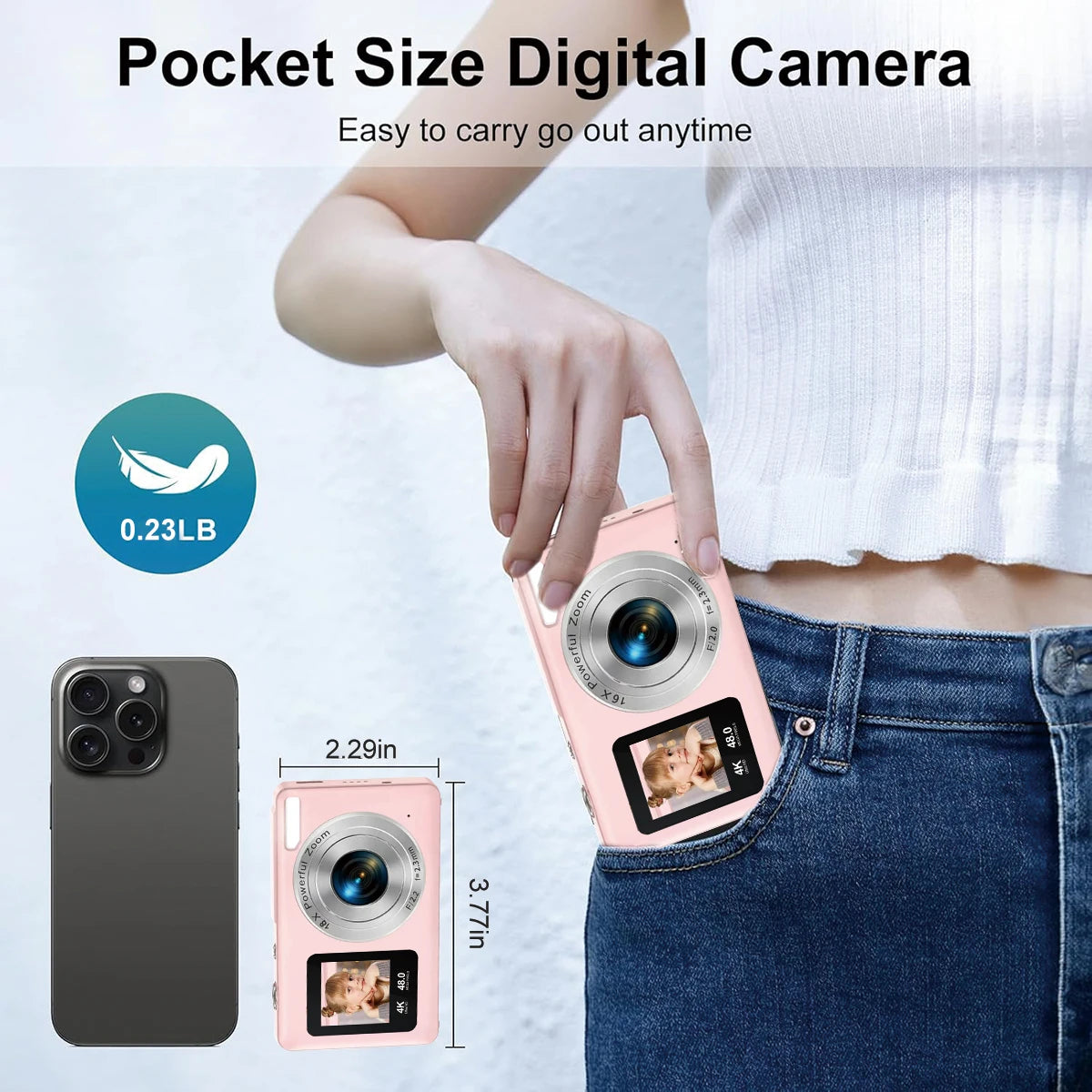 Children's digital camera 4K: 48 million pixels, suitable for teenage photography - 18x zoom shooting
