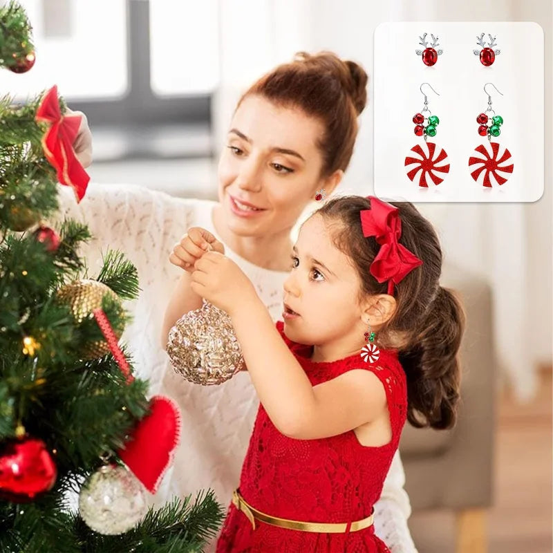 23 Pairs Christmas Earrings for Women Xmas Holiday Dangle Earrings Christmas Stud Tree Snowflake Bow Bells Light Earrings Bulk