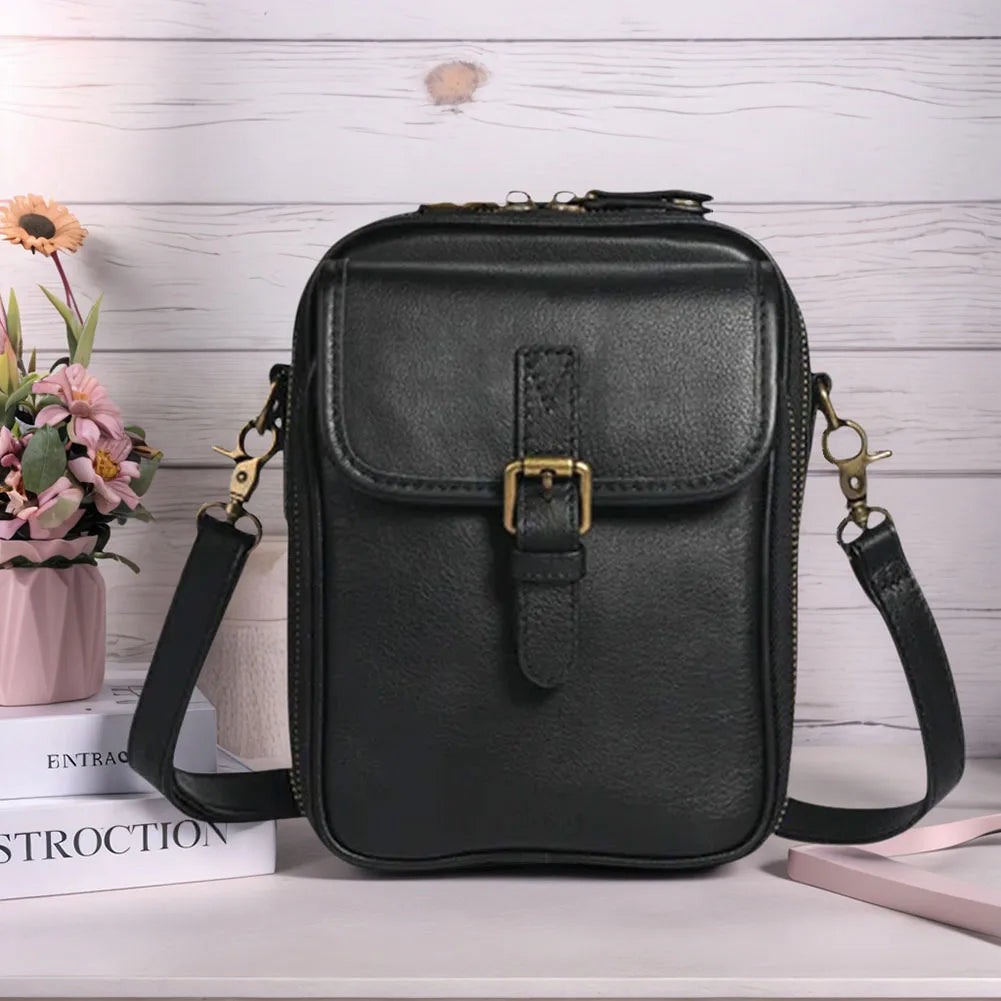 Leather Small Crossbody Cell Phone Bag & Adjustable Removable Strap Trendy Sling Bag Cellphone Bag Wallet Purse for Women Men
