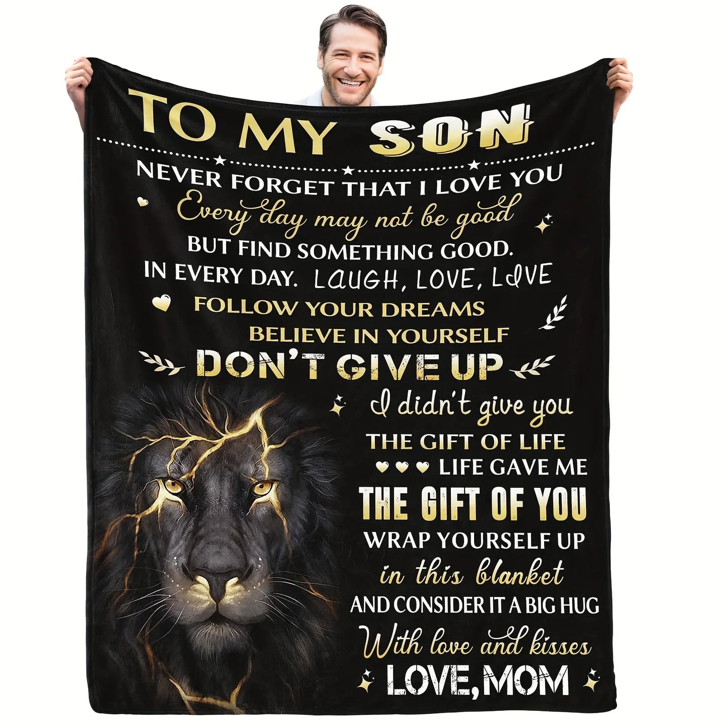 One Piece Blanket From Mom To My Son Gift For Son Birthday Valentines Day Graduation Throw Blanket 100 Percent Polyester