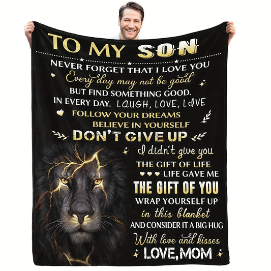 One Piece Blanket From Mom To My Son Gift For Son Birthday Valentines Day Graduation Throw Blanket 100 Percent Polyester