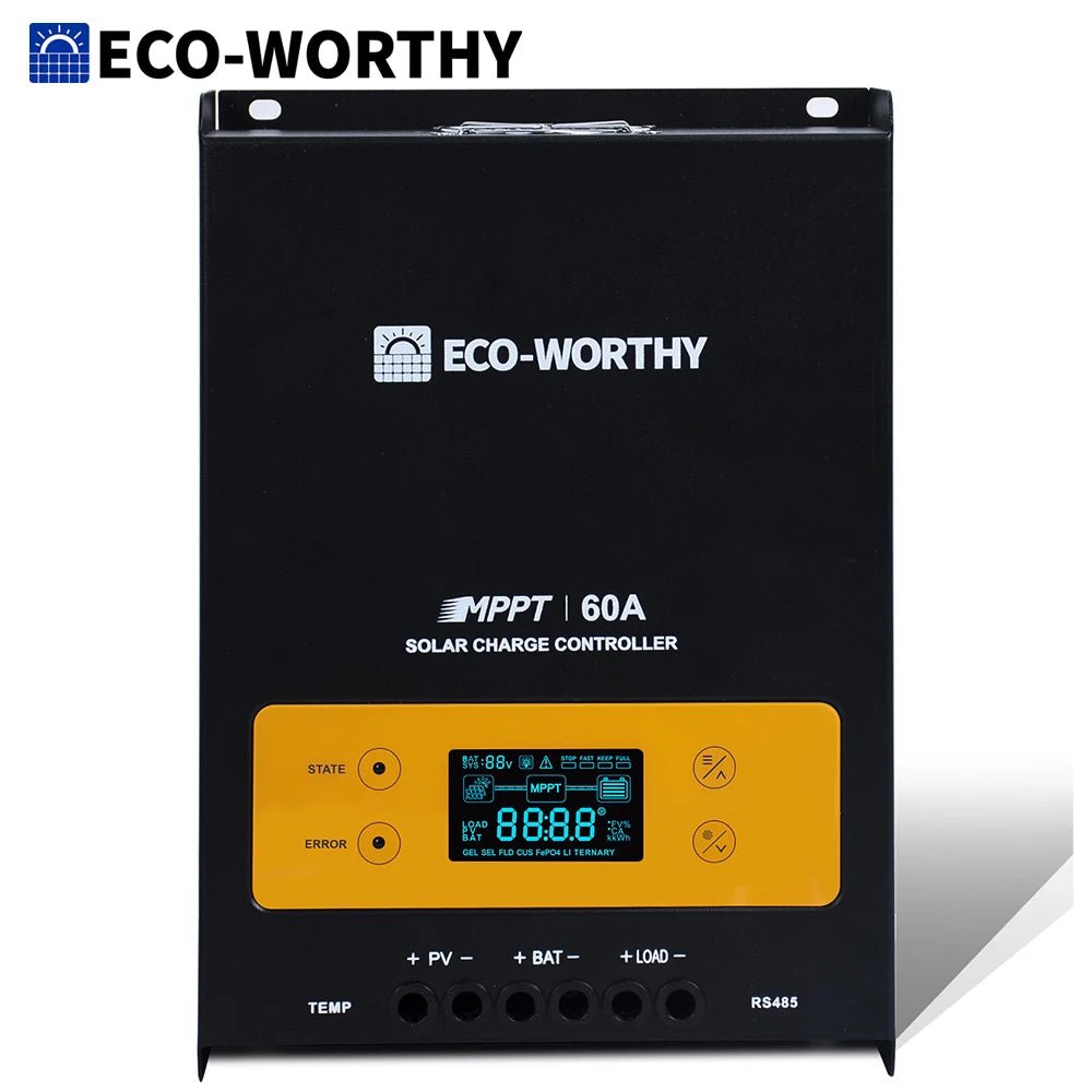 ECO WORTHY 60A MPPT Solar Charge Controller 12V 24V 36V 48V Battery Regulator for Lead Acid LiFePO4 RV Solar System