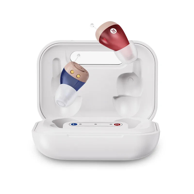 JINGHAO 1 Pair Mini Hearing Aids Rechargable In Ear Hearing Amplifier Sound Enhancer Fashion Design