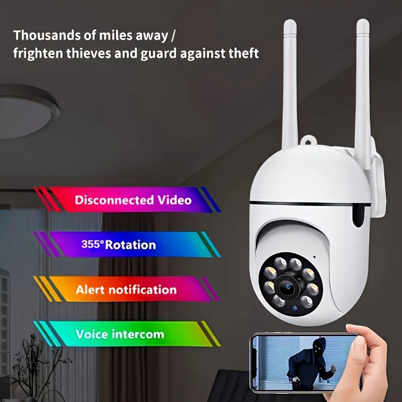 1080P Outdoor Indoor Security Camera With 2.4GHz WiFi Auto Tracking And Two Way Voice Humanoid Motion Tracking