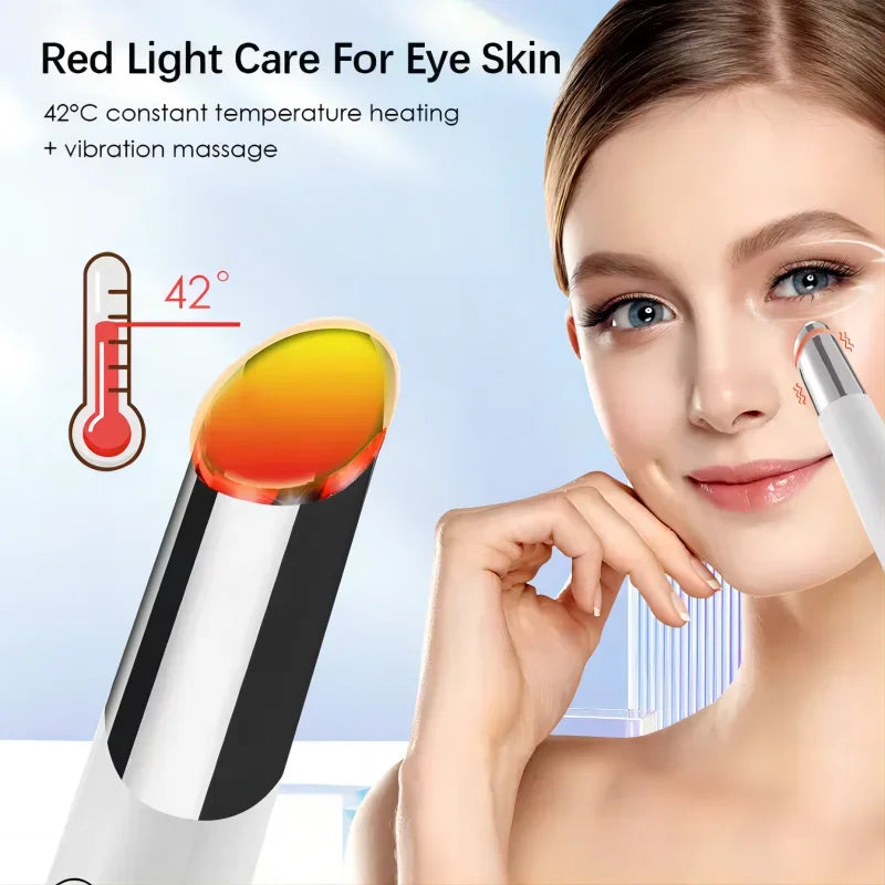 5 In 1 Eye Beauty Device Facial Massager LED Red Blue Light Wand for Dark Circles Eye Bags Puffiness Relax Eye Skincare Tool
